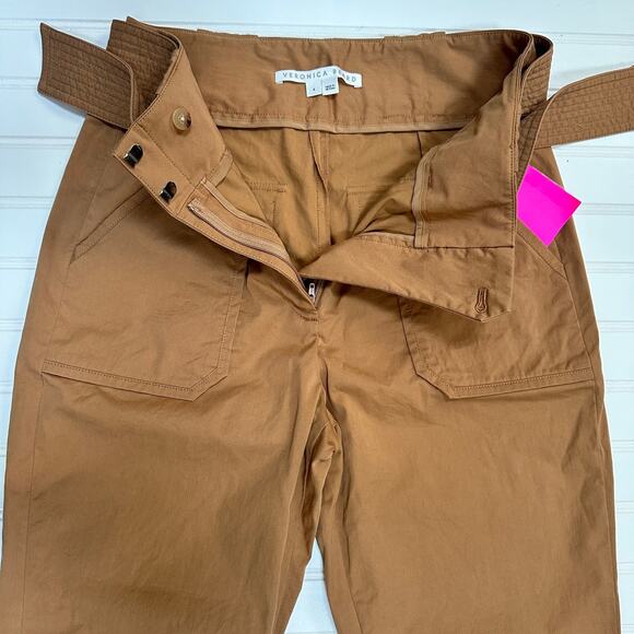 Veronica Beard Size 4 Mahary Khaki Paperbag High Rise Pants Tie Belt *Read - Picture 8 of 15